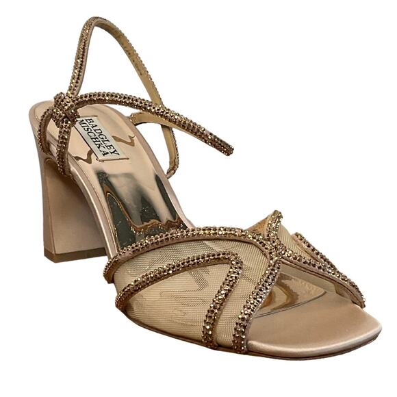 Badgley Mischka Shoes - Badgley Mischka Women's Hey Sparkly Heeled Sandals Rose Gold Size 9